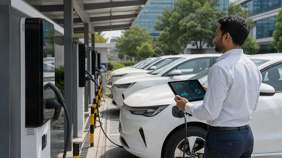 Electric fleet charging at an organized institutional campus
